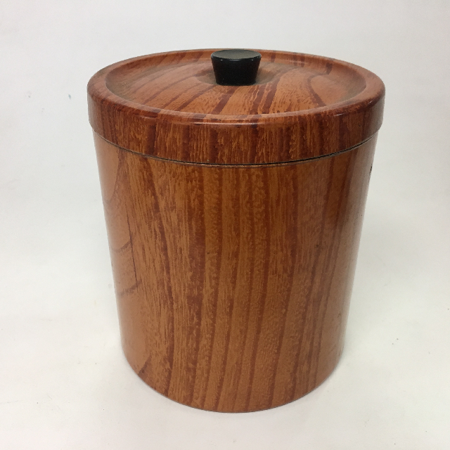 ICE BUCKET, 1970s Brown Faux Woodgrain